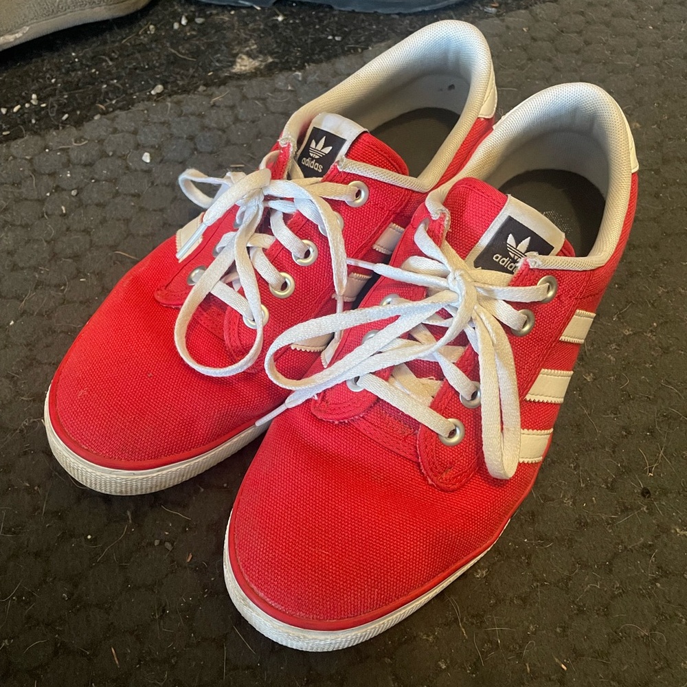 Addidas Red and White Sneakers